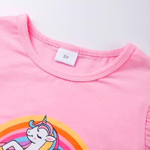 Girls Skirt Set 2 Piece Outfit Toddler Summer Clothes Ruffle Sleeve T-Shirt Bow Knot Tutu Skirt Outfit Set3