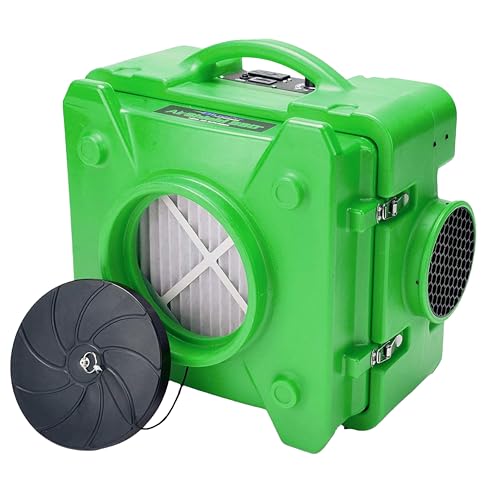 Image of BlueDri Air Shield 550 HEPA Air Scrubber, Water Damage Restoration Equipment Air Purifier, Covers 1400 Sq. Ft, Daisy Chain Capable, For Commercial Use, Green, BD-AS-550