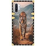 Elgzigok Phone Case for Samsung Galaxy Note 10+ with Tiger Designer Art042 Pattern Design Black Soft TPU Slim Fit Anti Scratched Protection Cover Case