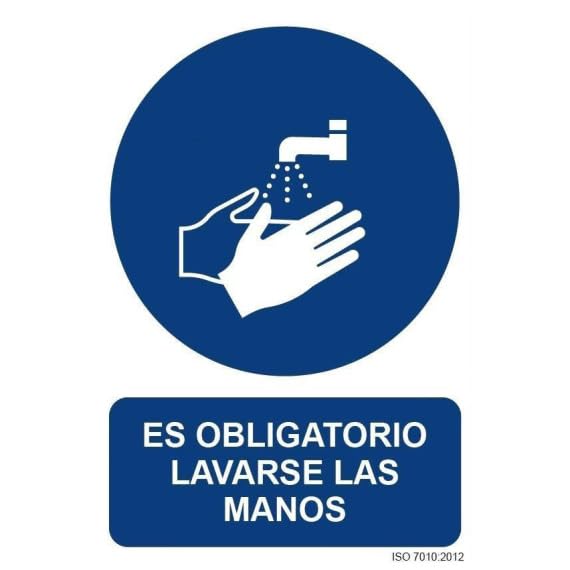 Señal de obligación Es Obligatorio Lavarse Las Manos (varias medidas) SEKURECO