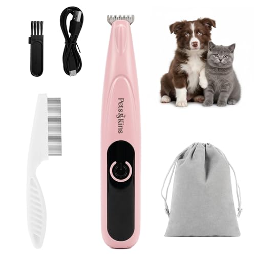 Image of Pet Paw Trimmer for Dogs & Cats, Silent with LED Light, Pink