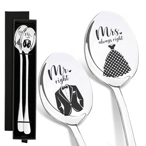 Hochzeitsgeschenke f&uuml;r Brautpaar 2 St&uuml;ck Kaffeel&ouml;ffel L&ouml;ffel Set mit Geschenkbox, Hochzeitsgeschenk f&uuml;r Braut und Br&auml;utigam, Polterabend geschenk, Verlobungsgeschenk, Elegante Hochzeitsgeschenke