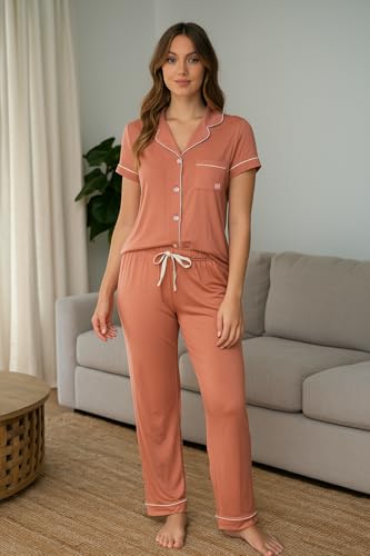 Image of BORN Pajamas for Women Set Button Down, 2 Piece Pajama Sets, Soft Womens Pajama Sets