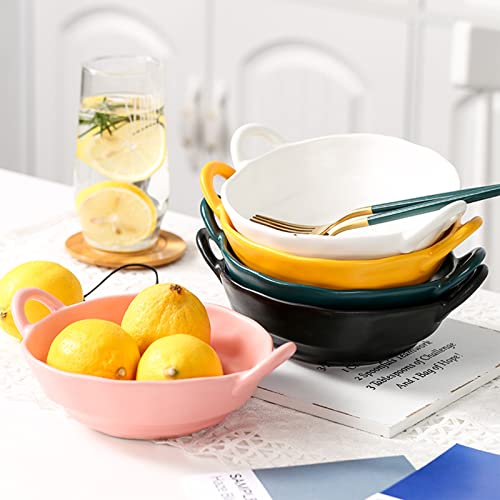 Soujoy Set Of 6 Ceramic Soup Bowl, 20Oz Individual Salad Bowls With Handles, Irregular Shape Colorful Cereal Bowl For Soup, Pasta, Ice Cream, Fruits, Dessert, Appetizer, Rice, Matte Glazed #TOP7