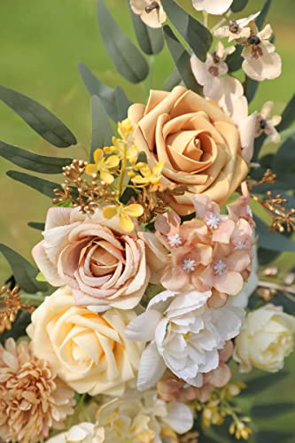 Yyhuawu Artificial Wedding Arch Flower Swag Set Of 2 For Diy Champagne Pink Rose Flower Arch Decor And Welcome Sign Arrangements Party Floral Backdrop Decoration #TOP4