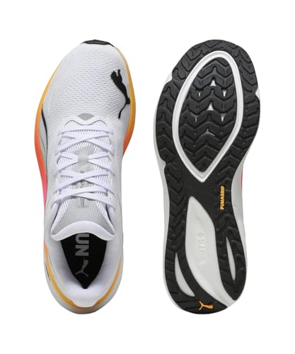 PUMA Chaussures de Course Electrify Nitro 4 pour Homme, Blanc-Poison Rose-Sun Stream, 44 EU, Puma Poison Blanc Rose Soleil ruisseau, 44.5 EU