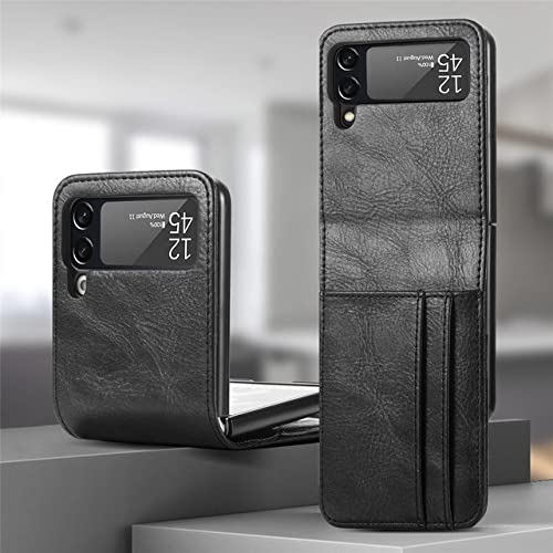 Étui en cuir pour Samsung Galaxy Z Flip 3 et 4 housse noire mate