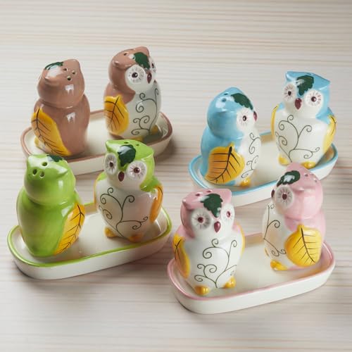Image of Kookee Ceramic Salt and Pepper Shakers Set with Tray - Elegant Namak Dani, Spice Sprinkler & Dispenser for Dining Table, Kitchen & Restaurant Use (10285)