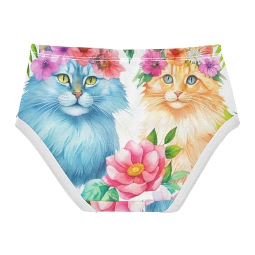 Flowers Blue Orange Cats Little Girl Panties Toddler Underwear Floral Cotton Fun Print Underpants Briefs 2t2