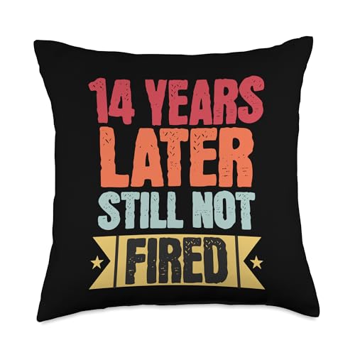 Funny 14 Years Of Work Employee - 14 Years Work Anniversary Throw Pillow
