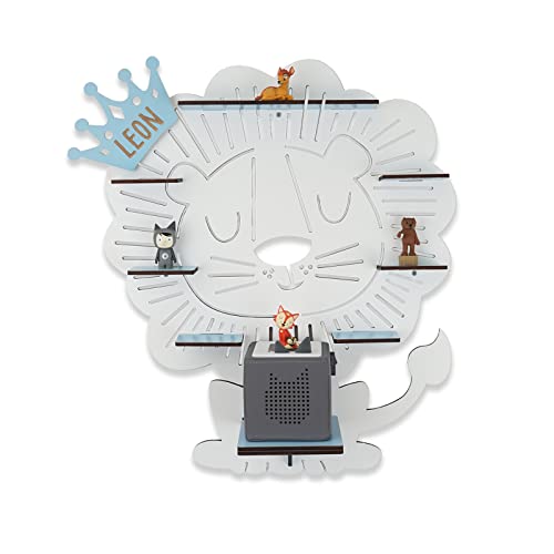 Regal für die Toniebox Löwe Kinderregal für ca. 16-18 Tonies Hörfiguren - Wandregal für Kinder-Musikbox-Regal personalisiert mit Namen Aufbewahrung Hörspiele Tonie-Box hellomini Cover
