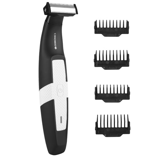 Image of Zebronics Shaver-S Beard Trimmer, Corded & Cordless Use, Upto 140min Runtime, Stainless Steel Blades, Built-in battery, 4 Guide Combs, IPX7 Waterproof, Type-C, LED Indicator, Skin Friendly (Black)