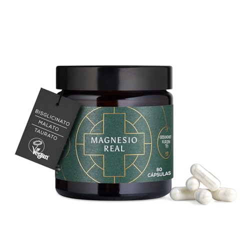 Ancient + Brave | Complejo de magnesio 3 en 1: glicinato, malato y taurato | 60 cápsulas veganas | Suplemento de magnesio de alta potencia para el sueño, la energía, los músculos y los huesos Fabricad