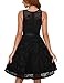 Dressystar Women's Floral Lace Short Bridesmaid Dress with Sheer Neckline Sleeveless Wedding Guest Formal Cocktail Dresses Black S