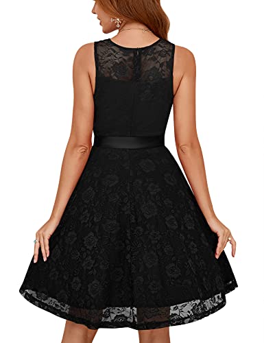 Dressystar Women's Floral Lace Dress Short Bridesmaid Dresses with Sheer Neckline4