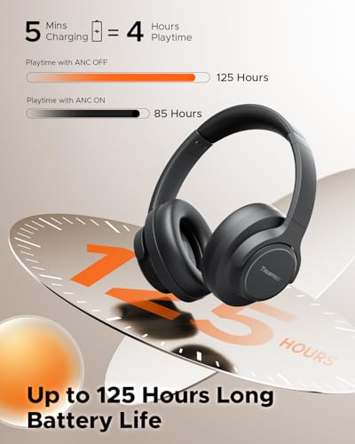 Truefree HF10 Hybrid Active Noise Cancelling Headphones, Wireless Over Ear Bluetooth 6.0 ANC Headset, 125 Hours Playtime, Spatial Audio, Deep Bass, App Custom EQ, Dual Connection, Comfort Fit Ear Cups - Image 6