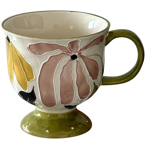 ANQIA 17oz/500ml Handpainted Embossed Ceramic Coffee Mug Tea Mug for