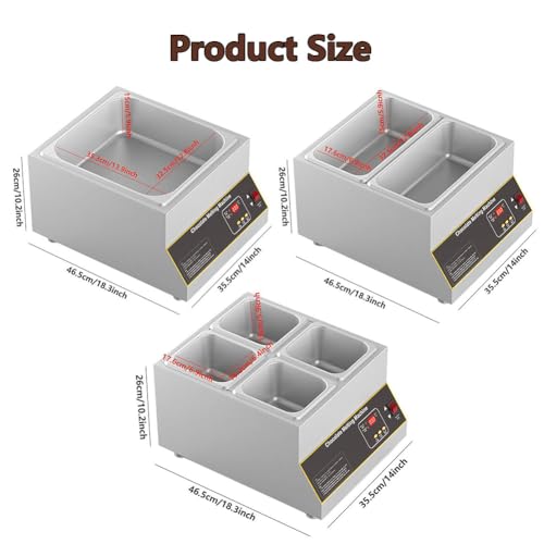 KJLYLPP Commercial Chocolate Melter, 500W Digital Chocolate Tempering Machine, Digital 0~85℃ Temperature Control, Commercial Stainless Steel Heated Chocolate Melter (2tank) - Thumbnail 6