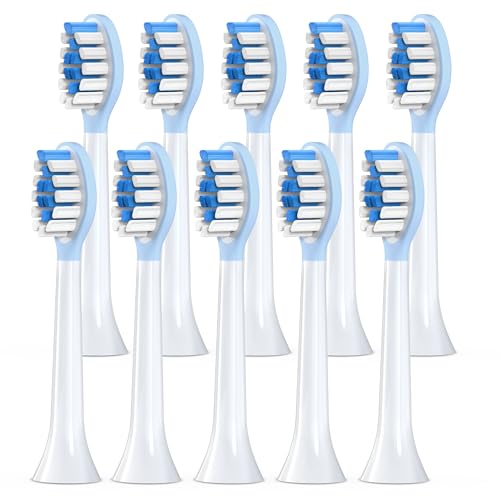 Keosaa Replacement Heads for Philips Sonicare Electric Toothbrush, 10 Pack, Ice Blue