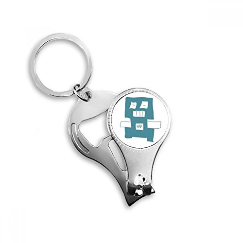 Porte-clés décapsuleur robot bleu multifonction avec coupe-ongles intégré - 2