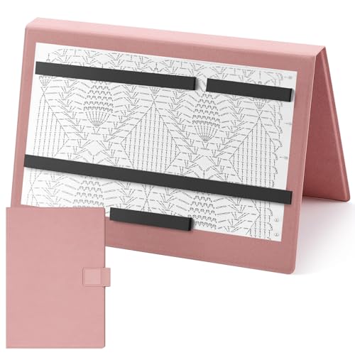 Flutesan 1 Pcs Knitting Pattern Holder, Folded Size 6.1 x 9 Inch, Pink