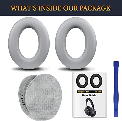 Image of SOULWIT Protein Leather Replacement Earpads for Bose 700 (NC700) Wireless Headphones, Ear Pads Cushions with Softer Protein Leather, High-Density Noise Cancelling Foam, Added Thickness - Silver