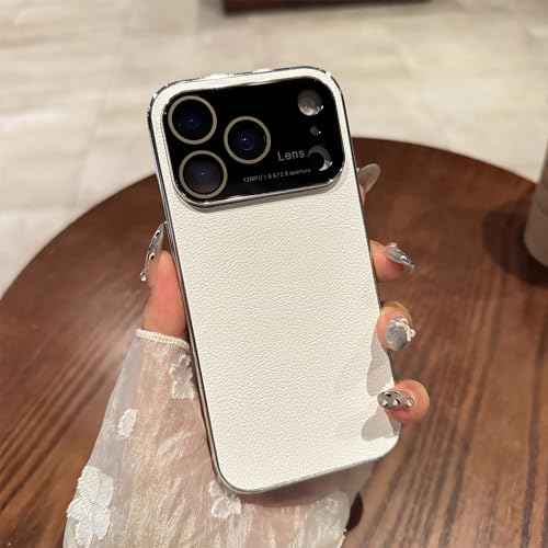 Coque iPhone 12 antichoc résolvant les rayures d'objectif en cuir PU blanc