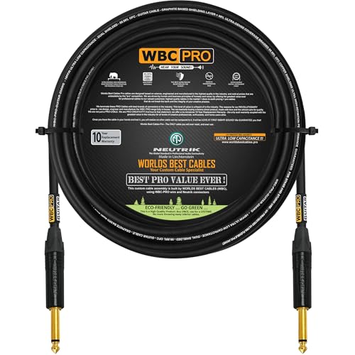 Câble guitare Neutrik 5m jack 6.35mm double blindage