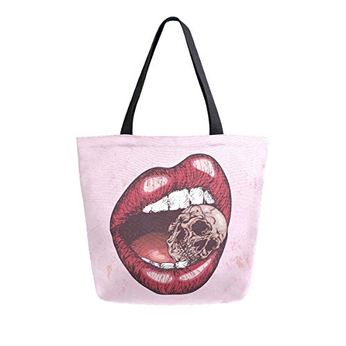 ALAZA Large Canvas Tote Bag African American Woman With Curly Hair Shopping Shoulder Handbag