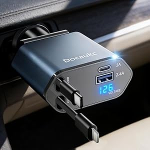 Retractable Car Charger 4 in 1 USB C Phone Fast Charging Car Charger