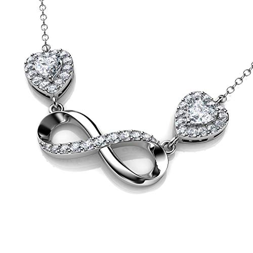 DEPHINI - Colar coração prata de lei 925 para mulher: Pendente com zircónio cúbico, jóias elegantes, ideia de presente original de aniversário e aniversário, caixa de presente incluída, Metal