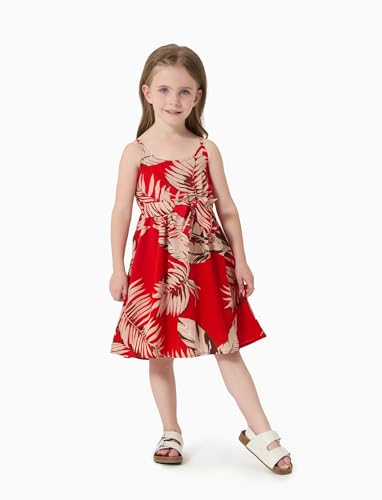 Image of PATPAT Family Matching Outfits Mommy and Me Dresses Hawaiian Tropical Vacation Beach Spaghetti Strap Dress and Shirt