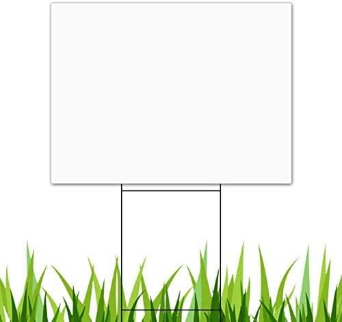 100 Pack of Blank Yard Signs - Made with Tear-Proof 18x24 Inch Coroplast - Heavy Duty H-Stakes Included - Great for Promoting Your Business, Open House, for Rent, Garage Sale, Elections, & Birthdays!