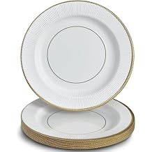 Elegant White/Gold Charger Paper Plates with Ruffled Rim - 13" Pack of 10 - Perfect for Anniversary, Wedding, Thanksgiving Celebrations & More