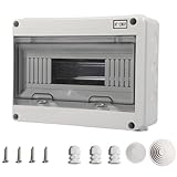 XINTAIHELE DIN Rail Enclosure Box 12Way Circuit Breaker Distribution Protection Box Waterproof ABS Plastic Transparent Cover for Indoor Outdoor Wall Mount Electrical