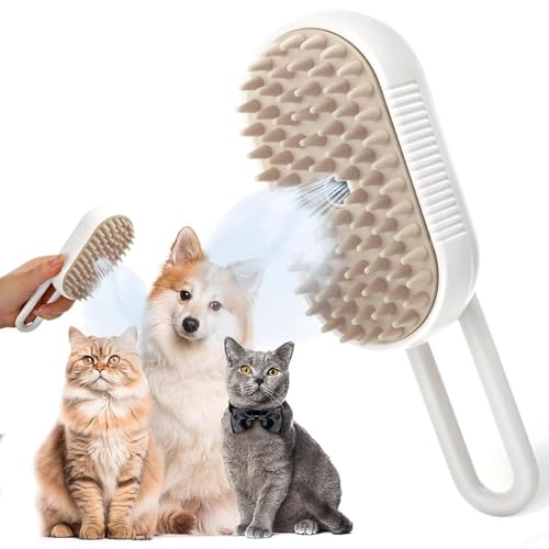 Escova Pet Vaporizada 3 em 1 – Elétrica e Recarregável, Remove Pelos Soltos e Emaranhados, Massagead