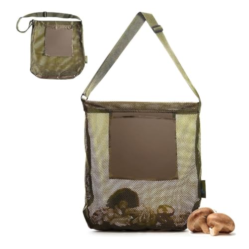 Bangbobi Cesta para Setas Recoger Setas es más fácil con la Robusta y Transpirable Bolsa para Setas - Correa Ajustable para el Hombro y Bolsillo Extra para Accesorios