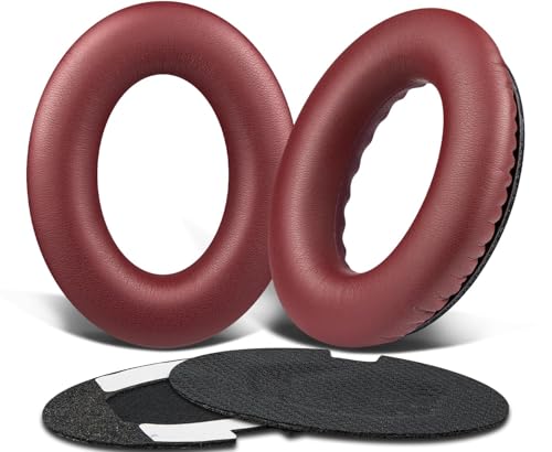 Image of SoloWIT Protein Leather Earpads Cushions for Bose Headphones, Replacement Ear Pads for Bose QuietComfort 15 QC15 QC25 QC2 QC35 /Ae2 Ae2i Ae2w /SoundTrue & SoundLink Around-Ear Series - Burgundy&Black