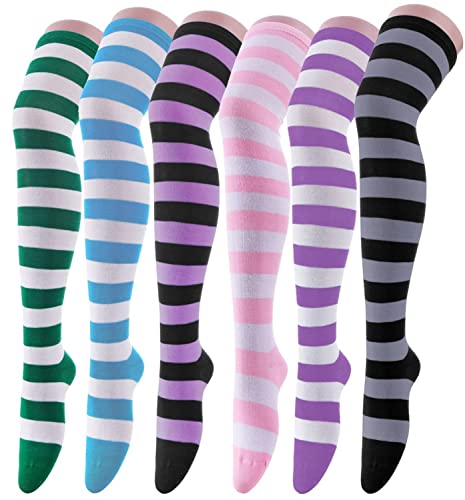 CISMARK Womens Long Striped Socks over Knee Thigh High Socks Stocking