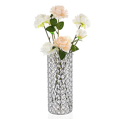 Ownmy Crystal Bowl Votive Tea Light Holder Pillar Candle Holder Decorative Cylinder Flower Vases For Artificial Bouquet, Decor Candelabra Vase Candle Centerpieces For Wedding Dining Table Room, Silver #TOP8
