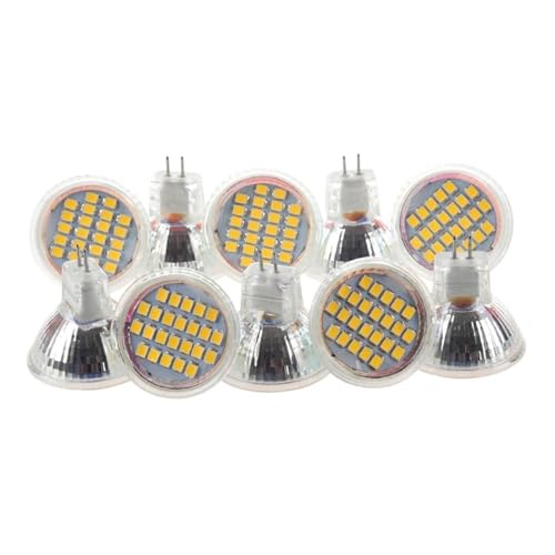 YSJX-家庭用電球, 10個パック、LEDランプ電球3W AC12V MR11 GU4.0、GU4 2835SMD-24LEDホームスポットライトライト(Warm White)