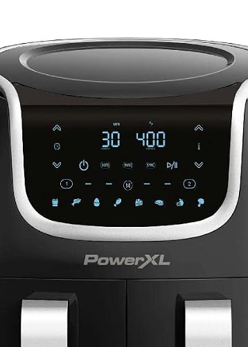 PowerXL Vortex 9-qt Dual Basket Air Fryer, 7-in-1 2-Basket Electric Fryer or 1 Extra-Large Capacity Basket, SmartSync Technology, for Entire XL Family Meals, Shake Reminder (9 QT, Black) - Thumbnail 3