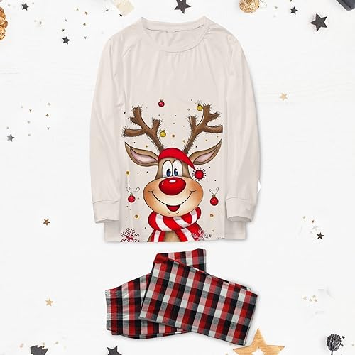2026 Christmas Matching Sets for Family Long Sleeve Shirts & Pj Pants Elk Deer Print Holiday Xmas Loungewear Pjs2
