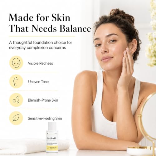 SkinShield Acne-Safe Foundation, Natural-Looking Full Coverage Foundation with Azelaic Acid, Niacinamide & Centella Asiatica, Lightweight, Breathable Face Makeup for Acne-Prone Skin - Image 4