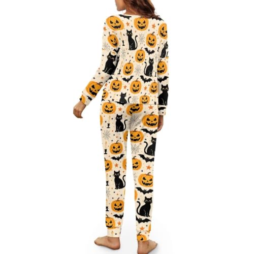Image of Women's Pajamas Set Soft 2 Piece Loungewear Long Sleeve Pj Set Matching Sleepwear with Pockets for Women Plus Size