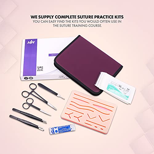 Image of Suture Practice Kit for Medical Student, Complete Suture Practice Kit, Suture Training Include Upgrade Suture Pad with 3 Layers and 14 Wounds with Silicone Suture Pad and Suture Tool kit,