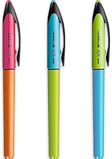 uni-ball Air  0.5mm Rollerball - Blue, Green, and Orange Barrel - Black Ink  Pack of 3 - UBA-188E-M