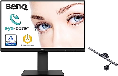 Image of BenQ GW2785TC 27 inch (68 cm) IPS Full HD 75Hz Ultra-Slim Bezel Monitor with Height Adjustment & ScreenBar Plus e-Reading LED Computer Monitor Light Lamp with Desktop Dial
