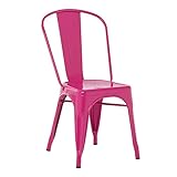 SKLUM Pack 4 Sillas Apilables LIX Rosa Fucsia Estilo Industrial Acabado Brillante
