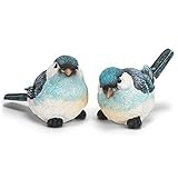 Napco Imports Bluebird Bright Blue and Classic White 5.25 Inches Polyresin Figurine Set of 2